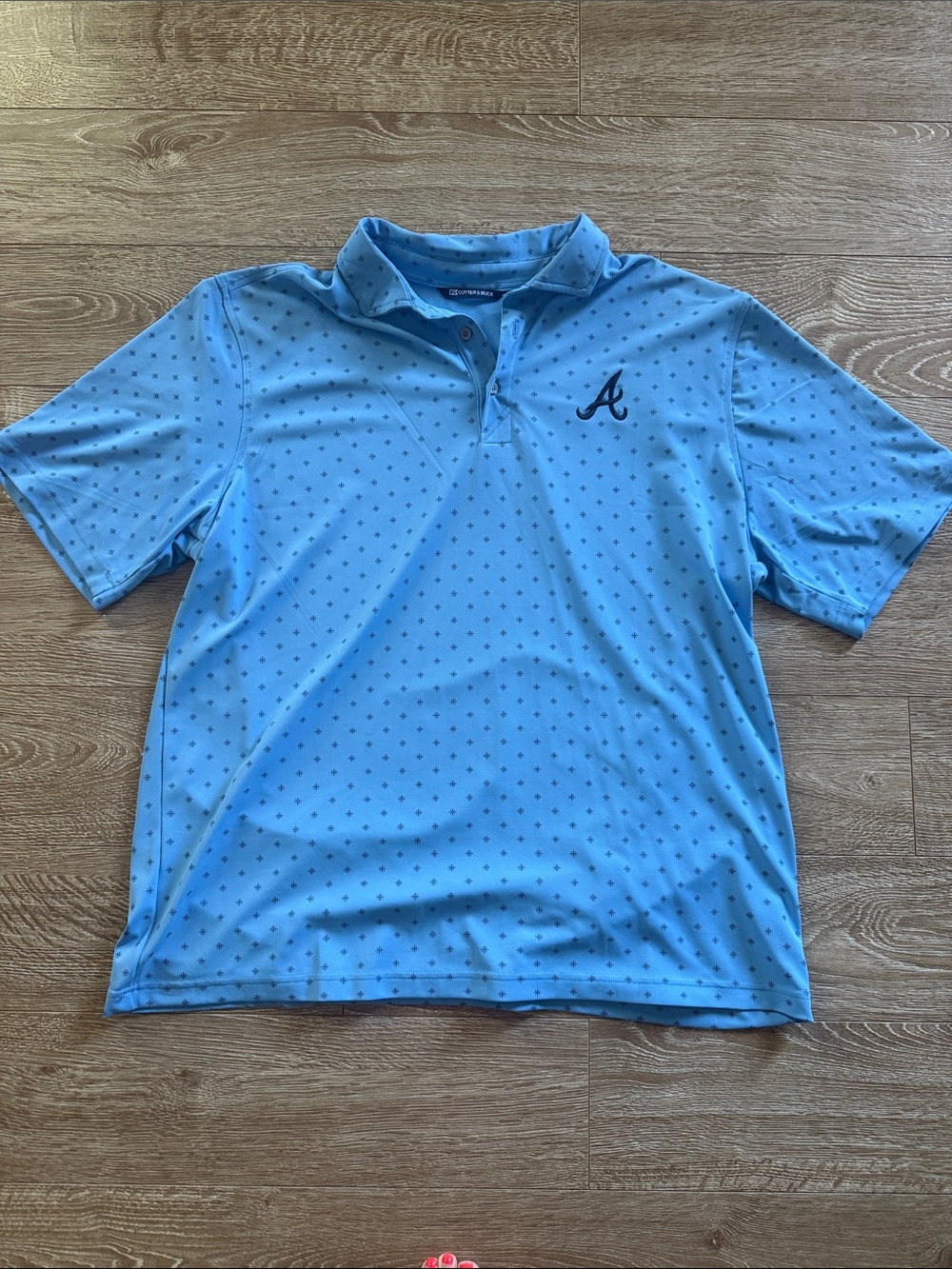 Cutter & Buck Sky Blue Polo with Navy Micro-Dot